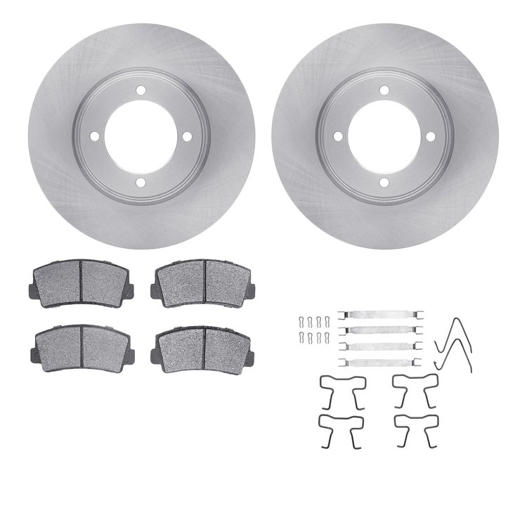 6512-80253 Brake Rotors w/5000 Advanced Brake Pads Kit with Hardware, 1974-1984 Ford/Lincoln/Mercury/Mazda, Position: Front