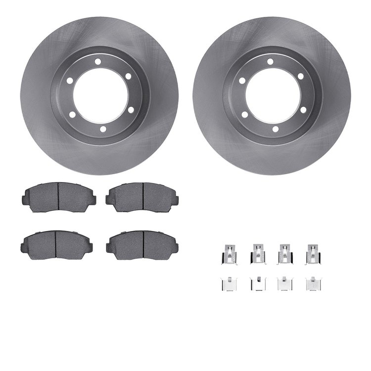 6512-80259 Brake Rotors w/5000 Advanced Brake Pads Kit with Hardware, 1987-1993 Ford/Lincoln/Mercury/Mazda, Position: Front