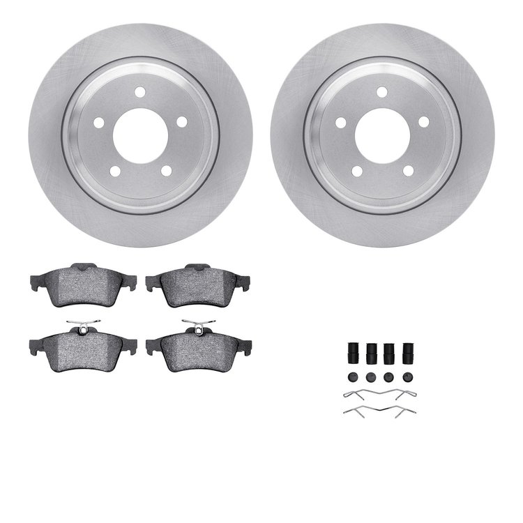 6512-80283 Brake Rotors w/5000 Advanced Brake Pads Kit with Hardware, 2006-2015 Ford/Lincoln/Mercury/Mazda, Position: Rear