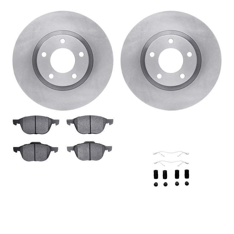 6512-80290 Brake Rotors w/5000 Advanced Brake Pads Kit with Hardware, 2004-2015 Ford/Lincoln/Mercury/Mazda, Position: Front