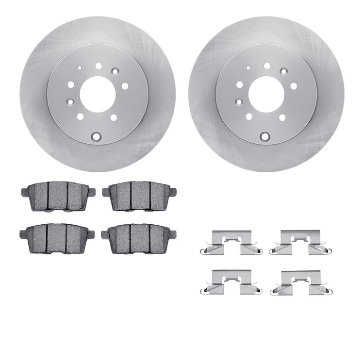 6512-80307 Brake Rotors w/5000 Advanced Brake Pads Kit with Hardware, 2007-2015 Ford/Lincoln/Mercury/Mazda, Position: Rear