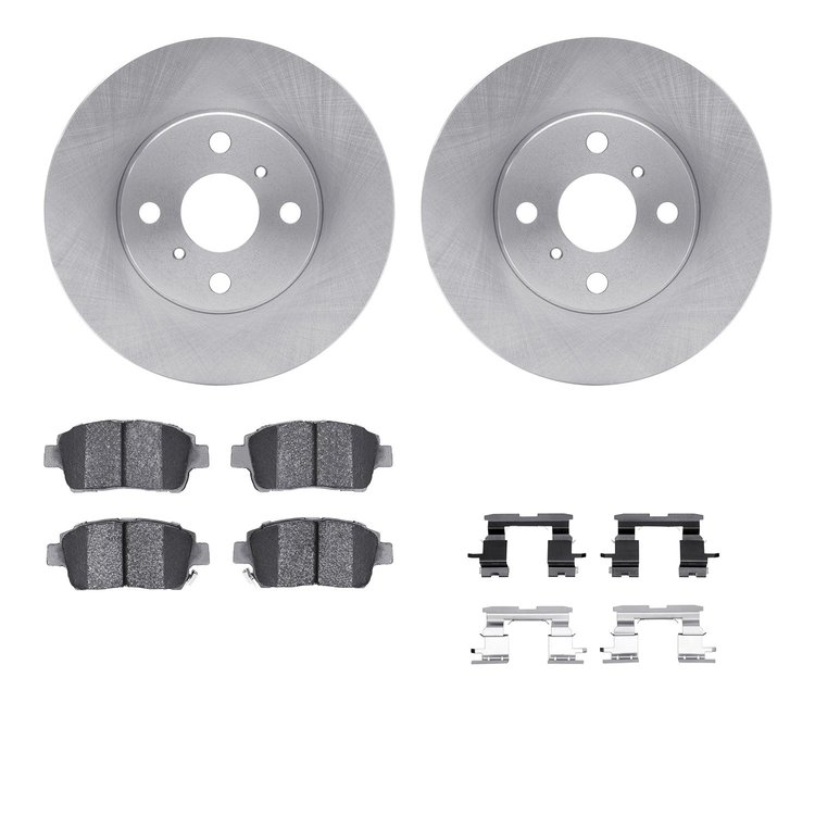 6512-91014 Brake Rotors w/5000 Advanced Brake Pads Kit with Hardware, 2004-2006 Lexus/Toyota/Scion, Position: Front