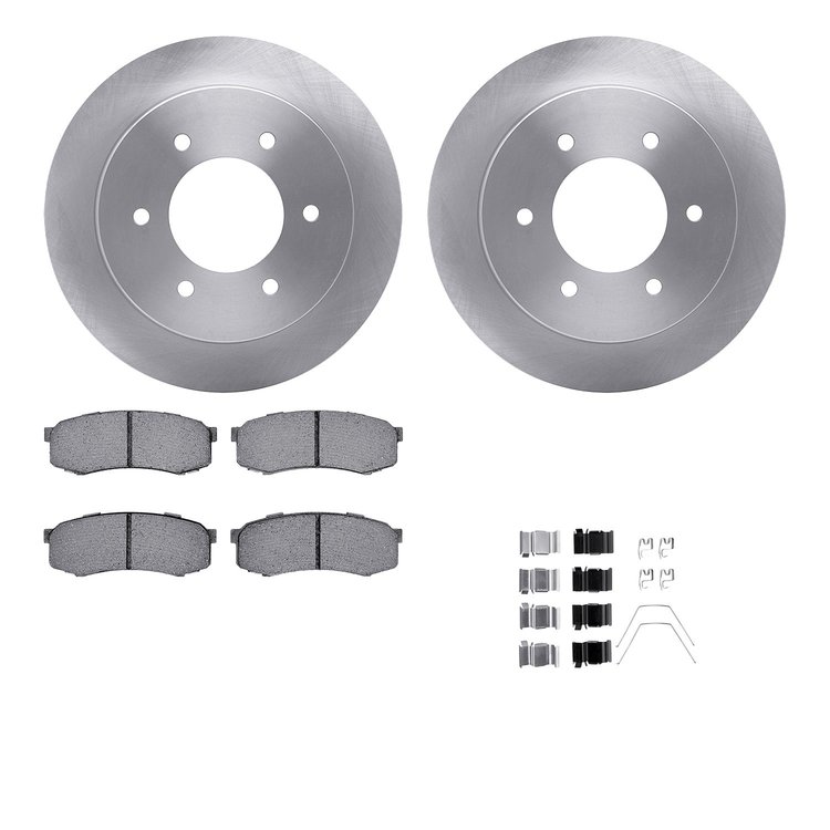 6512-92001 Brake Rotors w/5000 Advanced Brake Pads Kit with Hardware, 2015-2017 Mitsubishi, Position: Rear