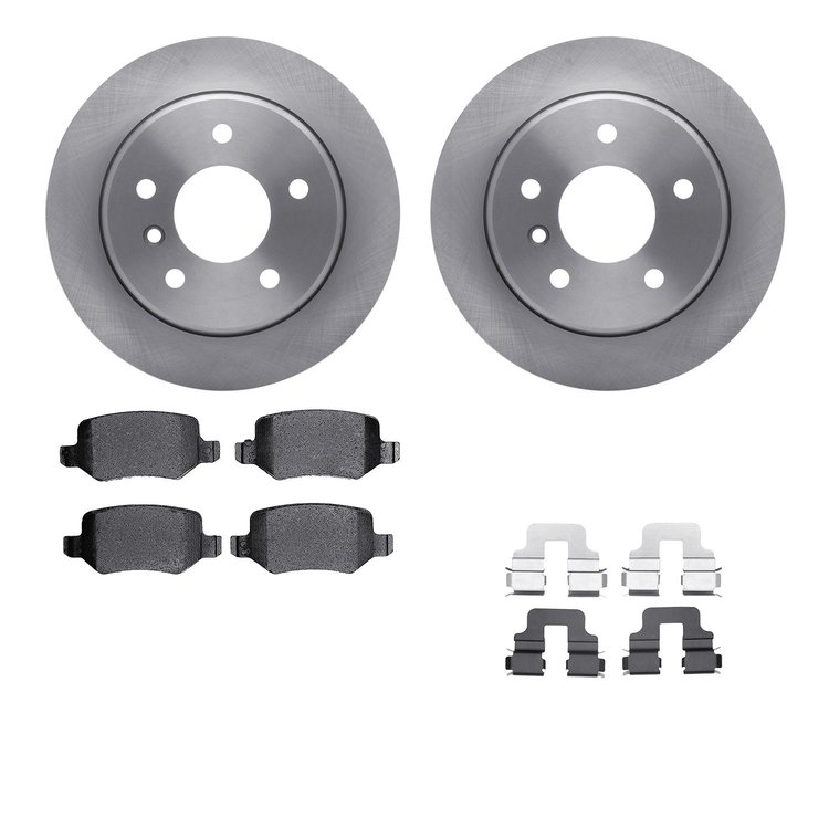 6512-92007 Brake Rotors w/5000 Advanced Brake Pads Kit with Hardware, 2001-2005 Mercedes-Benz, Position: Rear