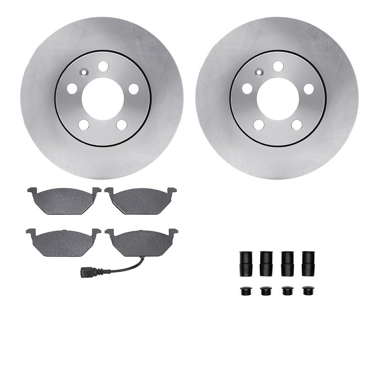 6512-92029 Brake Rotors w/5000 Advanced Brake Pads Kit with Hardware, 2003-2017 Audi/Volkswagen, Position: Front