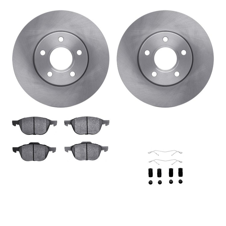 6512-99112 Brake Rotors w/5000 Advanced Brake Pads Kit with Hardware, 2012-2018 Multiple Makes/Models, Position: Front