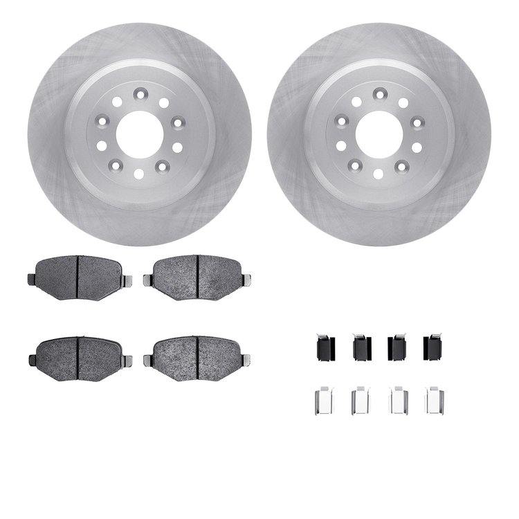 6512-99189 Brake Rotors w/5000 Advanced Brake Pads Kit with Hardware, 2011-2015 Ford/Lincoln/Mercury/Mazda, Position: Rear