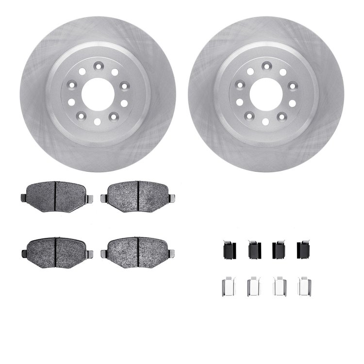 6512-99190 Brake Rotors w/5000 Advanced Brake Pads Kit with Hardware, 2009-2019 Ford/Lincoln/Mercury/Mazda, Position: Rear