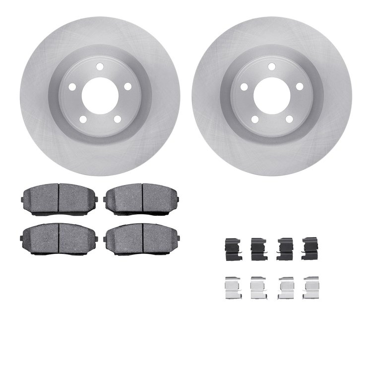 6512-99197 Brake Rotors w/5000 Advanced Brake Pads Kit with Hardware, 2007-2015 Ford/Lincoln/Mercury/Mazda, Position: Front