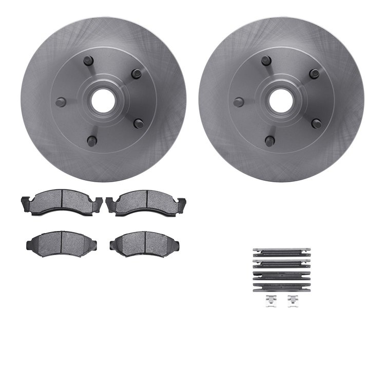 6512-99237 Brake Rotors w/5000 Advanced Brake Pads Kit with Hardware, 1986-1993 Ford/Lincoln/Mercury/Mazda, Position: Front