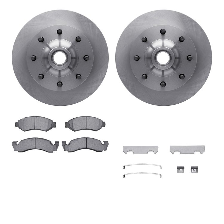 6512-99296 Brake Rotors w/5000 Advanced Brake Pads Kit with Hardware, 1980-1985 Ford/Lincoln/Mercury/Mazda, Position: Front