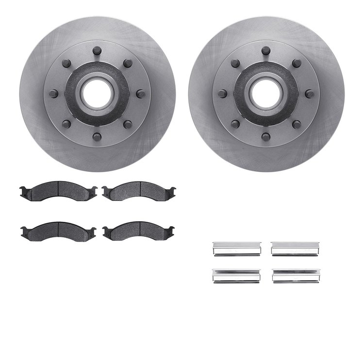 6512-99321 Brake Rotors w/5000 Advanced Brake Pads Kit with Hardware, 1992-1994 Ford/Lincoln/Mercury/Mazda, Position: Front