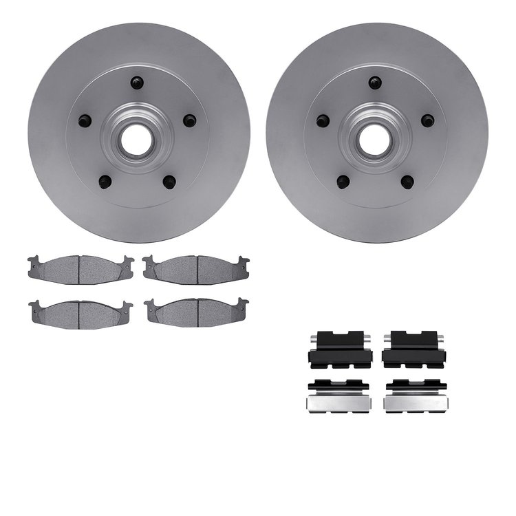 6512-99330 Brake Rotors w/5000 Advanced Brake Pads Kit with Hardware, 1994-2003 Ford/Lincoln/Mercury/Mazda, Position: Front
