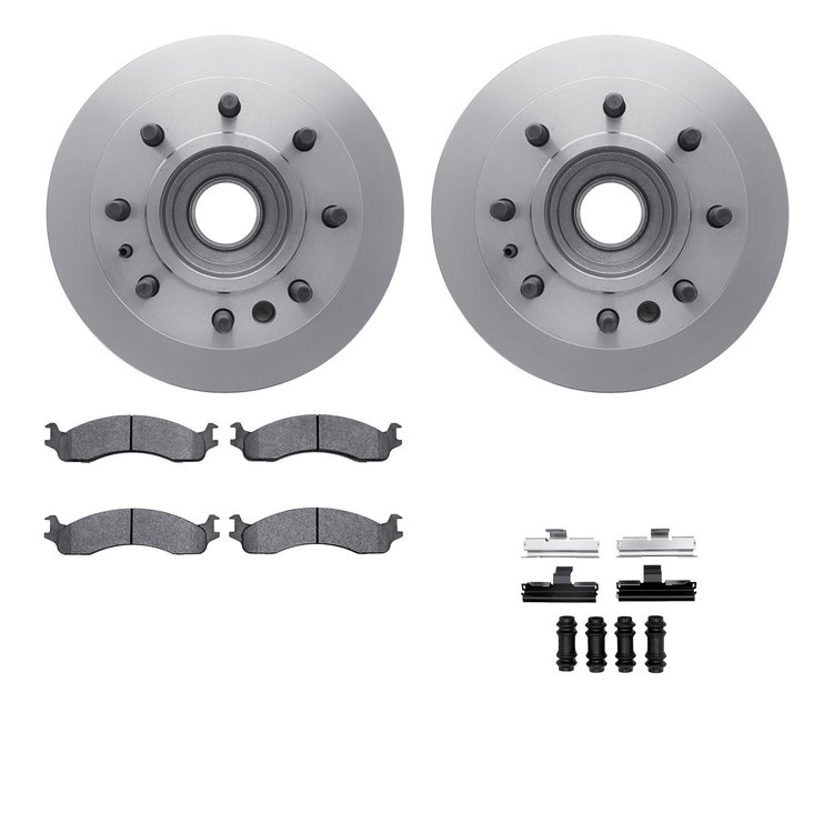 6512-99339 Brake Rotors w/5000 Advanced Brake Pads Kit with Hardware, 1995-2000 Ford/Lincoln/Mercury/Mazda, Position: Front