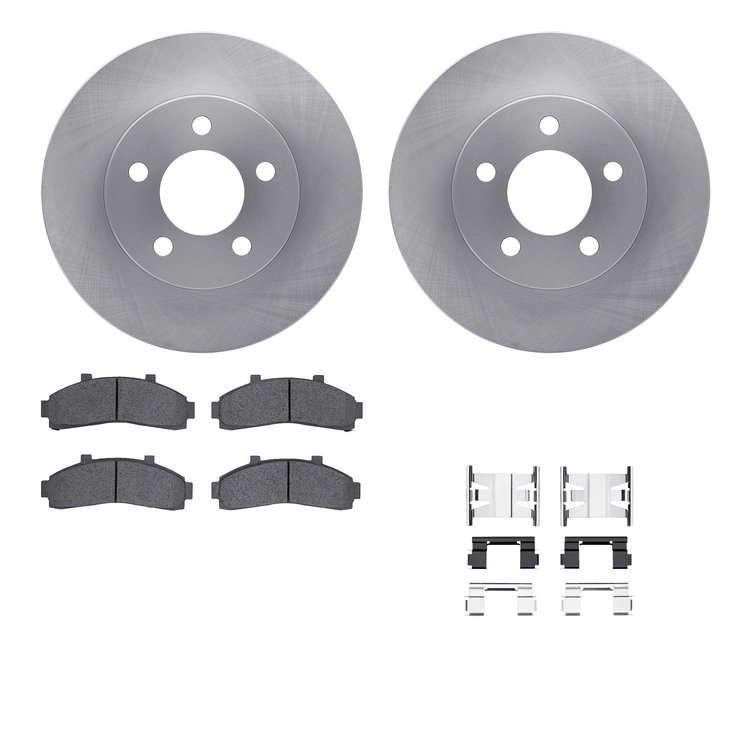 6512-99384 Brake Rotors w/5000 Advanced Brake Pads Kit with Hardware, 1995-2002 Ford/Lincoln/Mercury/Mazda, Position: Front