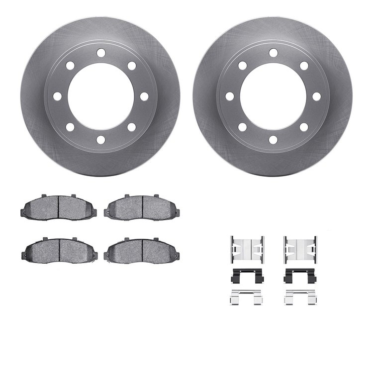 6512-99400 Brake Rotors w/5000 Advanced Brake Pads Kit with Hardware, 1997-2004 Ford/Lincoln/Mercury/Mazda, Position: Front