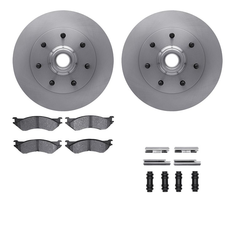 6512-99405 Brake Rotors w/5000 Advanced Brake Pads Kit with Hardware, 1997-2004 Ford/Lincoln/Mercury/Mazda, Position: Front