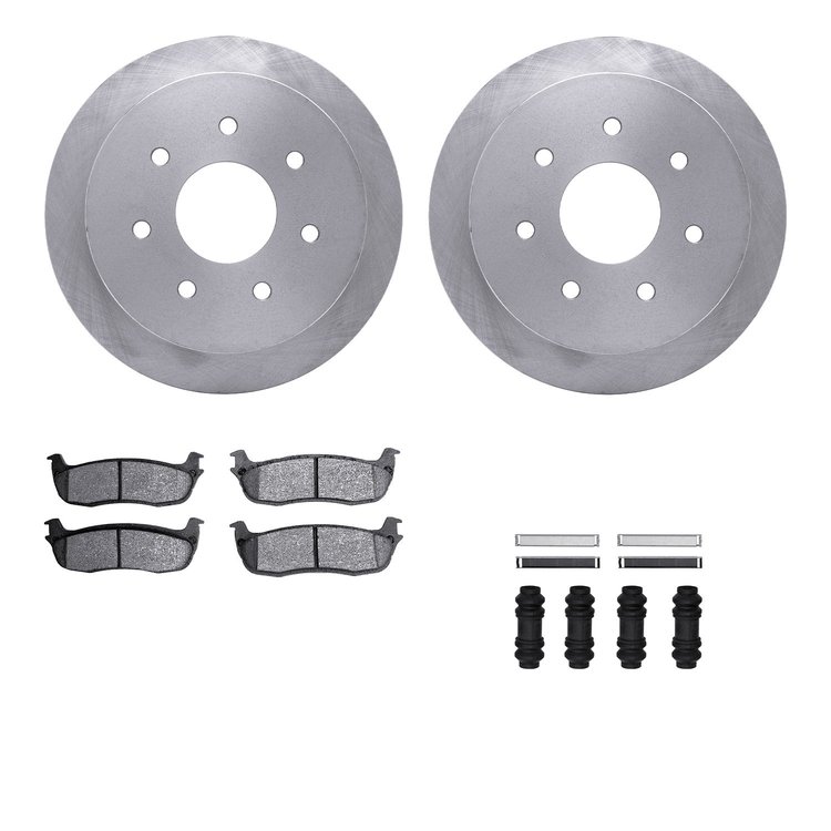 6512-99408 Brake Rotors w/5000 Advanced Brake Pads Kit with Hardware, 1997-2004 Ford/Lincoln/Mercury/Mazda, Position: Rear
