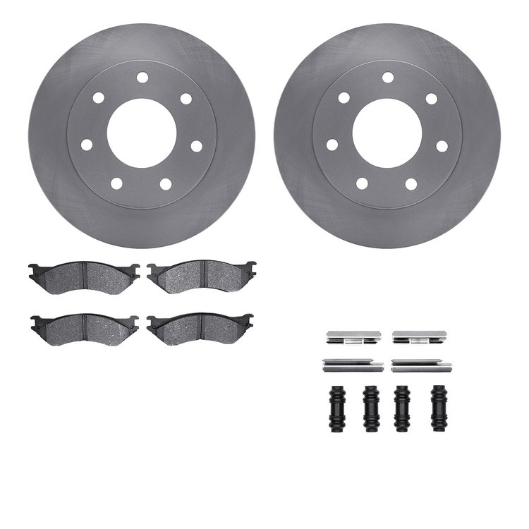 6512-99411 Brake Rotors w/5000 Advanced Brake Pads Kit with Hardware, 1997-2004 Ford/Lincoln/Mercury/Mazda, Position: Front