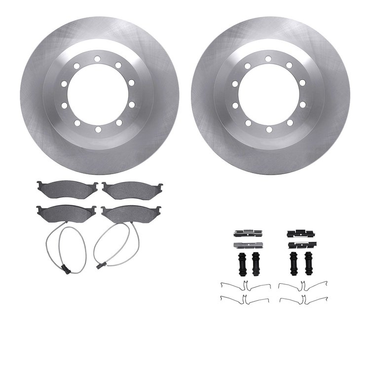 6512-99435 Brake Rotors w/5000 Advanced Brake Pads Kit with Hardware, 2017-2019 Ford/Lincoln/Mercury/Mazda, Position: Rear