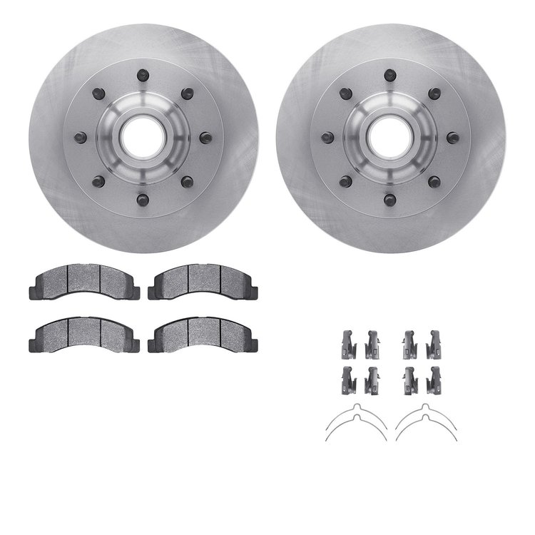 6512-99450 Brake Rotors w/5000 Advanced Brake Pads Kit with Hardware, 1999-2002 Ford/Lincoln/Mercury/Mazda, Position: Front