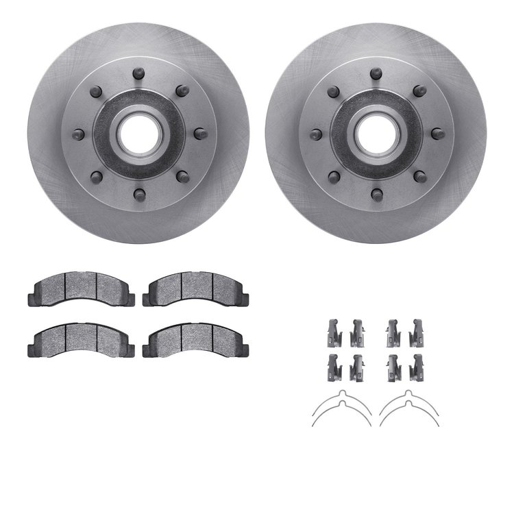 6512-99453 Brake Rotors w/5000 Advanced Brake Pads Kit with Hardware, 1999-2002 Ford/Lincoln/Mercury/Mazda, Position: Front