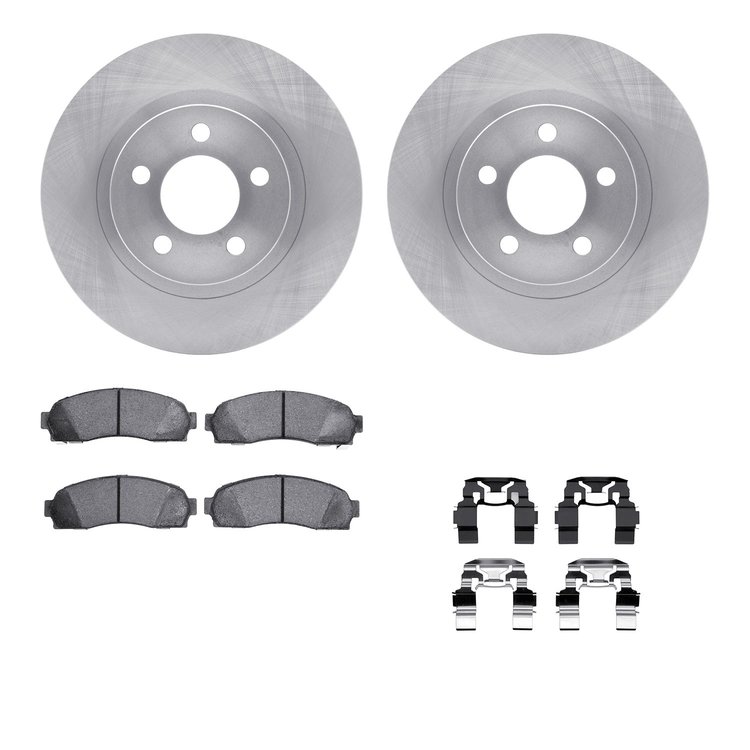 6512-99480 Brake Rotors w/5000 Advanced Brake Pads Kit with Hardware, 2001-2002 Ford/Lincoln/Mercury/Mazda, Position: Front