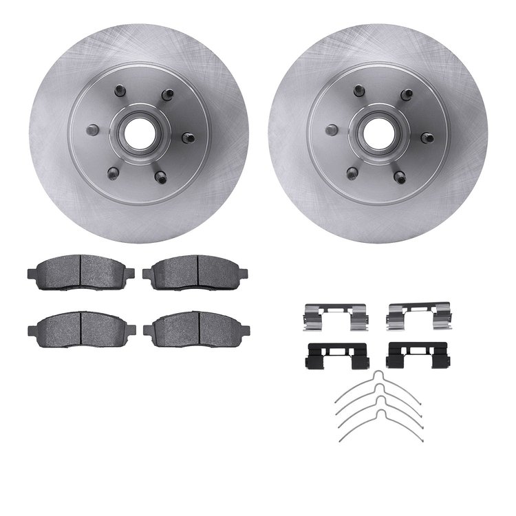 6512-99543 Brake Rotors w/5000 Advanced Brake Pads Kit with Hardware, 2004-2008 Ford/Lincoln/Mercury/Mazda, Position: Front