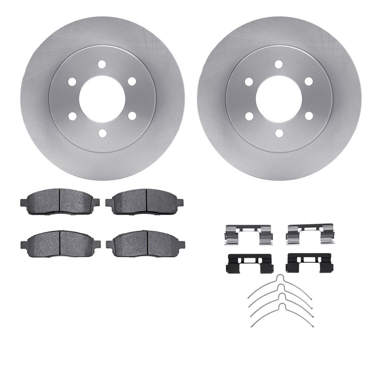 6512-99549 Brake Rotors w/5000 Advanced Brake Pads Kit with Hardware, 2004-2008 Ford/Lincoln/Mercury/Mazda, Position: Front