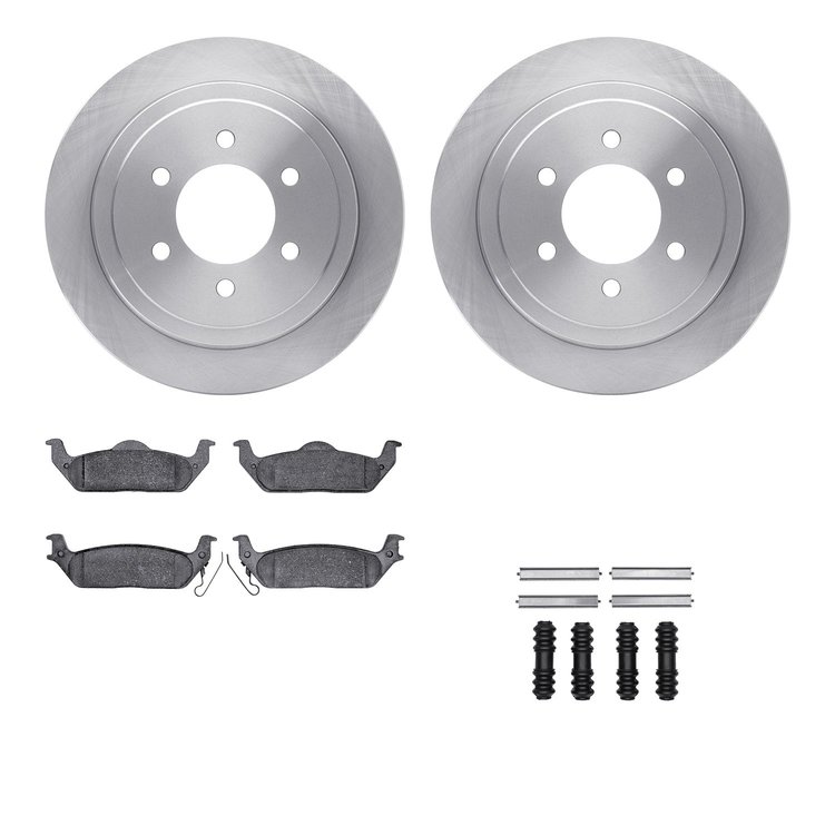 6512-99556 Brake Rotors w/5000 Advanced Brake Pads Kit with Hardware, 2010-2011 Ford/Lincoln/Mercury/Mazda, Position: Rear