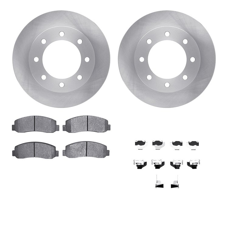 6512-99597 Brake Rotors w/5000 Advanced Brake Pads Kit with Hardware, 2005-2011 Ford/Lincoln/Mercury/Mazda, Position: Front
