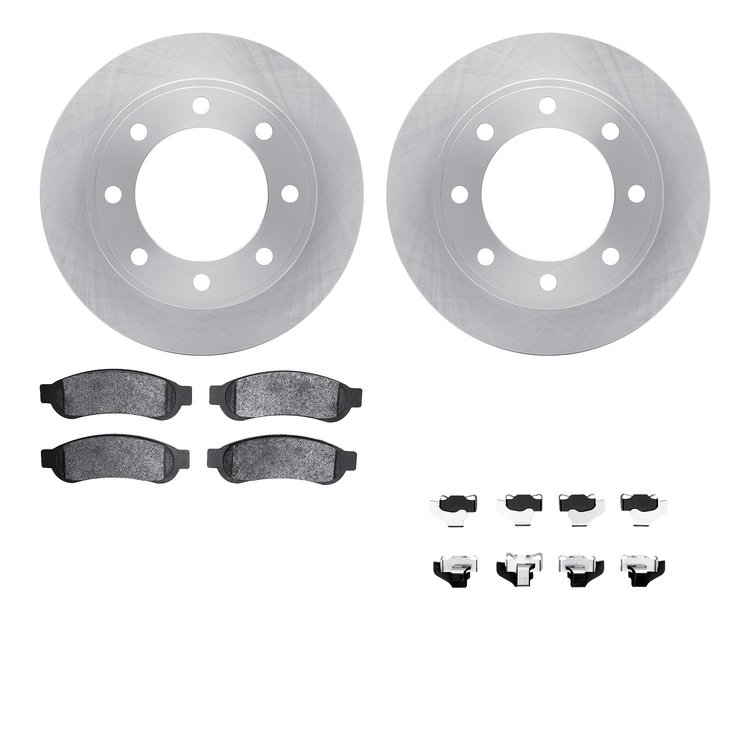 6512-99605 Brake Rotors w/5000 Advanced Brake Pads Kit with Hardware, 2010-2012 Ford/Lincoln/Mercury/Mazda, Position: Rear