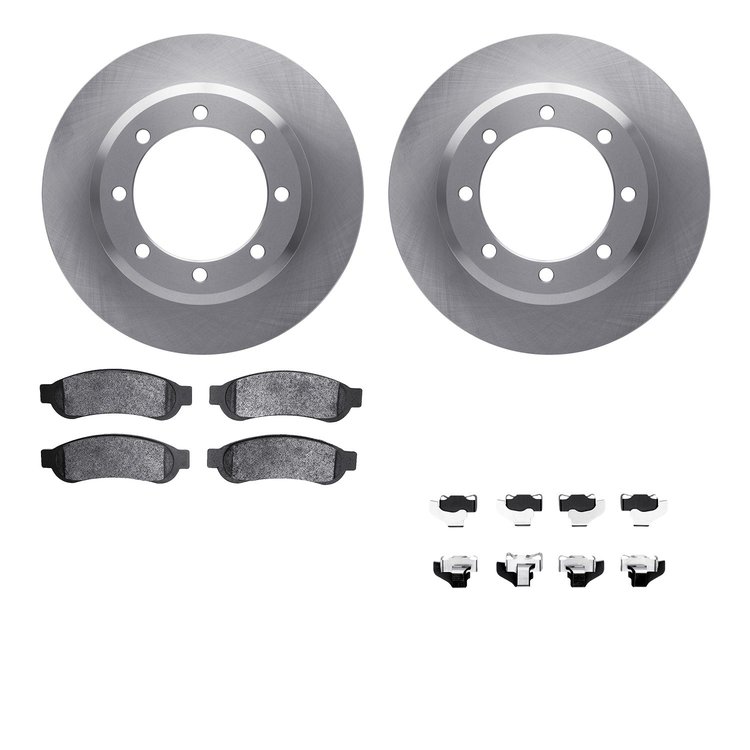 6512-99613 Brake Rotors w/5000 Advanced Brake Pads Kit with Hardware, 2010-2012 Ford/Lincoln/Mercury/Mazda, Position: Rear