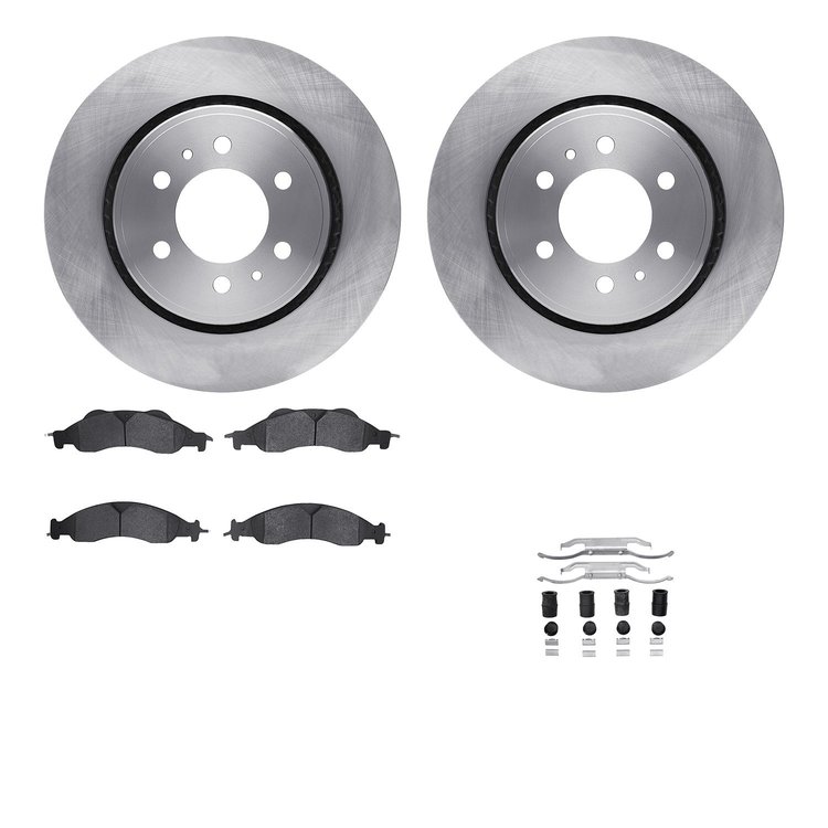 6512-99630 Brake Rotors w/5000 Advanced Brake Pads Kit with Hardware, 2007-2009 Ford/Lincoln/Mercury/Mazda, Position: Front