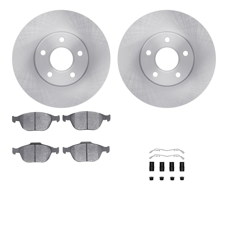 6512-99675 Brake Rotors w/5000 Advanced Brake Pads Kit with Hardware, 2010-2013 Ford/Lincoln/Mercury/Mazda, Position: Front