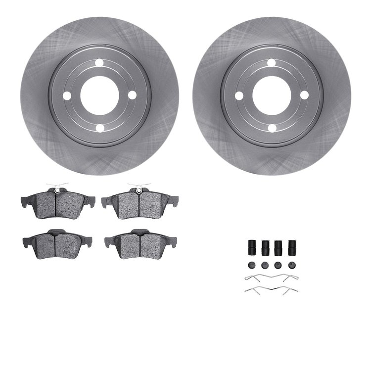 6512-99819 Brake Rotors w/5000 Advanced Brake Pads Kit with Hardware, Fits Select Ford/Lincoln/Mercury/Mazda, Position: Rear