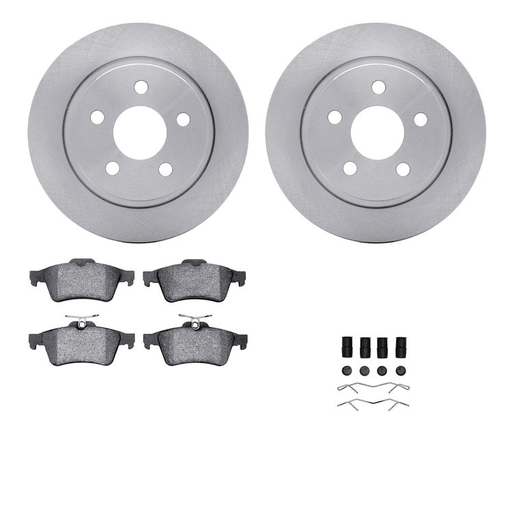 6512-99831 Brake Rotors w/5000 Advanced Brake Pads Kit with Hardware, Fits Select Ford/Lincoln/Mercury/Mazda, Position: Rear