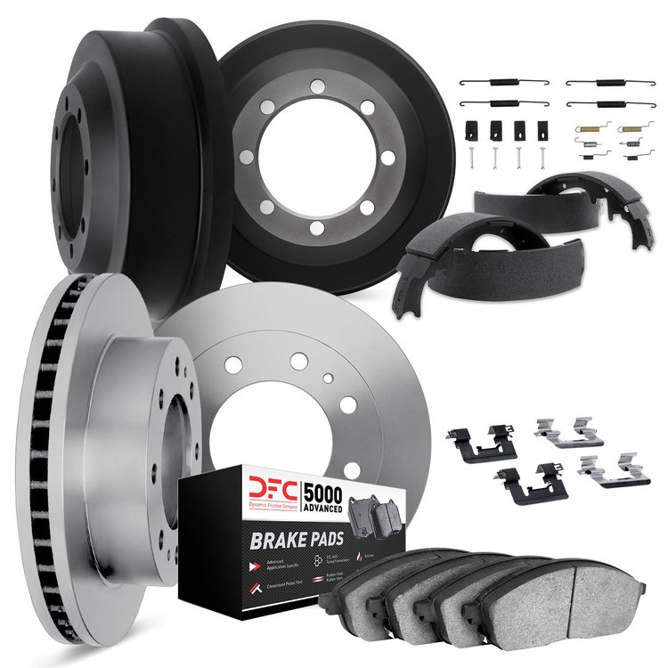 6514-47495 Brake Rotors w/5000 Advanced Brake Pads/Drums/Shoes & Hardware Kit, 1977-1991 GM, Position: Front and Rear