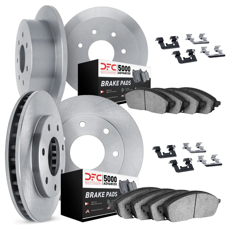 6514-55426 Brake Rotors w/5000 Advanced Brake Pads Kit with Hardware, 1997-2004 Ford/Lincoln/Mercury/Mazda, Position: Front and