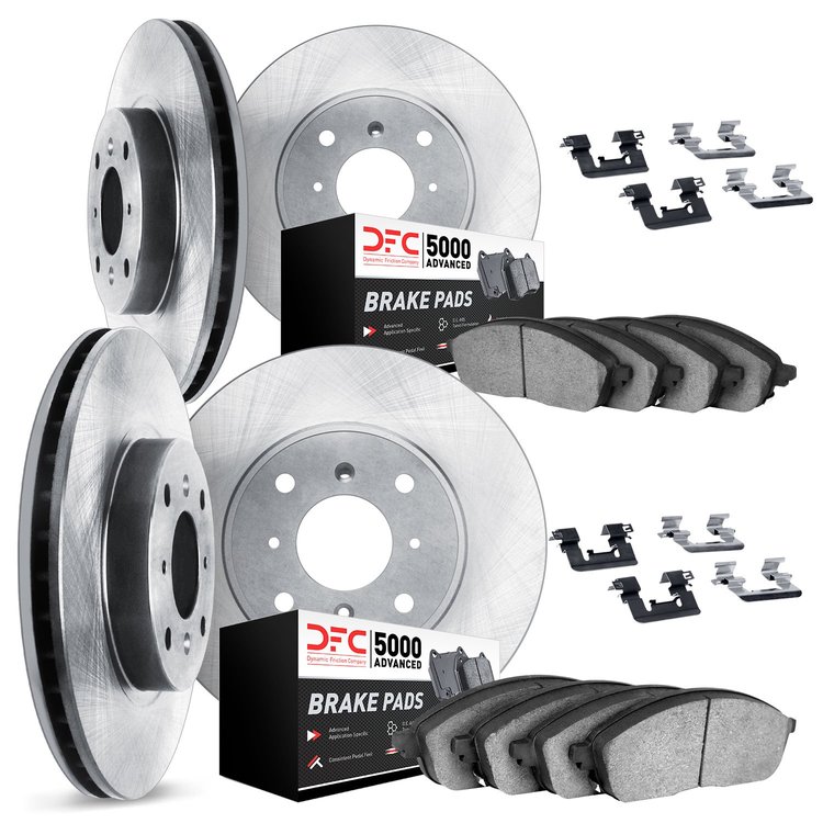 6514-56131 Brake Rotors w/5000 Advanced Brake Pads Kit with Hardware, 2000-2000 Ford/Lincoln/Mercury/Mazda, Position: Front and 