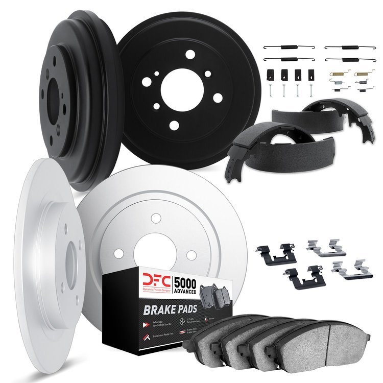6514-64001 Brake Rotors w/5000 Advanced Brake Pads/Drums/Shoes & Hardware Kit, 1963-1979 Multiple Makes/Models, Position: Front