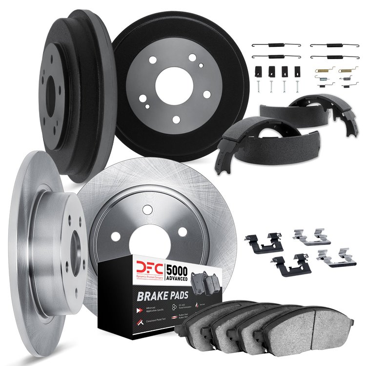 6514-74282 Brake Rotors w/5000 Advanced Brake Pads/Drums/Shoes & Hardware Kit, 1973-1978 Audi/Volkswagen, Position: Front and Re