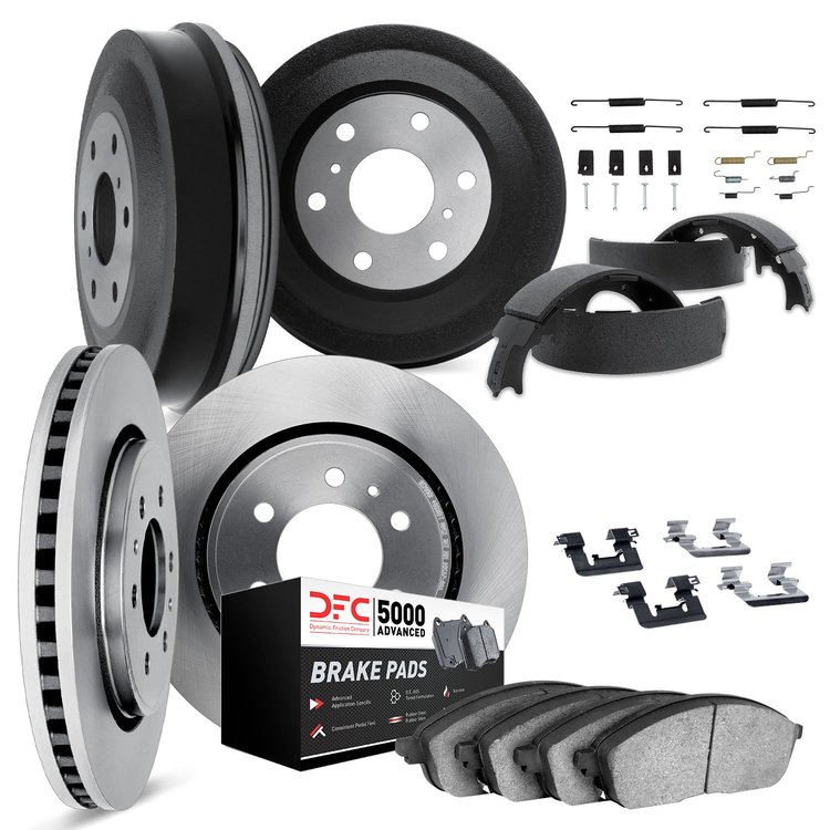 6514-76198 Brake Rotors w/5000 Advanced Brake Pads/Drums/Shoes & Hardware Kit, 1986-1986 Lexus/Toyota/Scion, Position: Front and