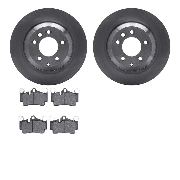 6602-02077 Brake Rotors w/5000 Euro Ceramic Brake Pads, 2005-2006 Porsche, Position: Rear