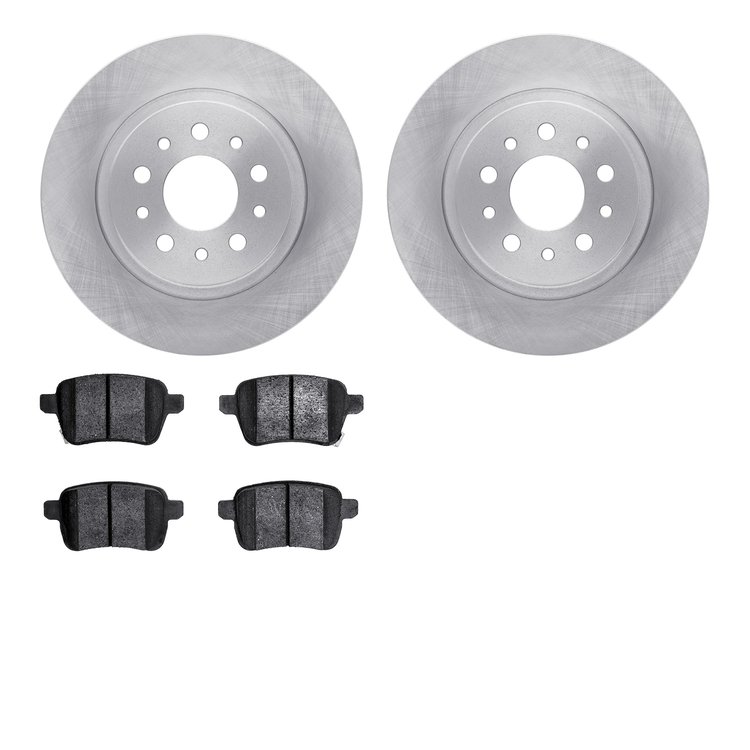 6602-07011 Brake Rotors w/5000 Euro Ceramic Brake Pads, 2014-2019 Mopar, Position: Rear
