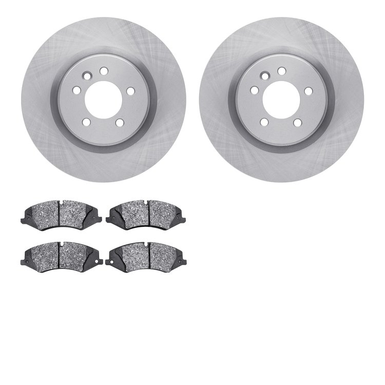 6602-11035 Brake Rotors w/5000 Euro Ceramic Brake Pads, 2010-2017 Land Rover, Position: Front