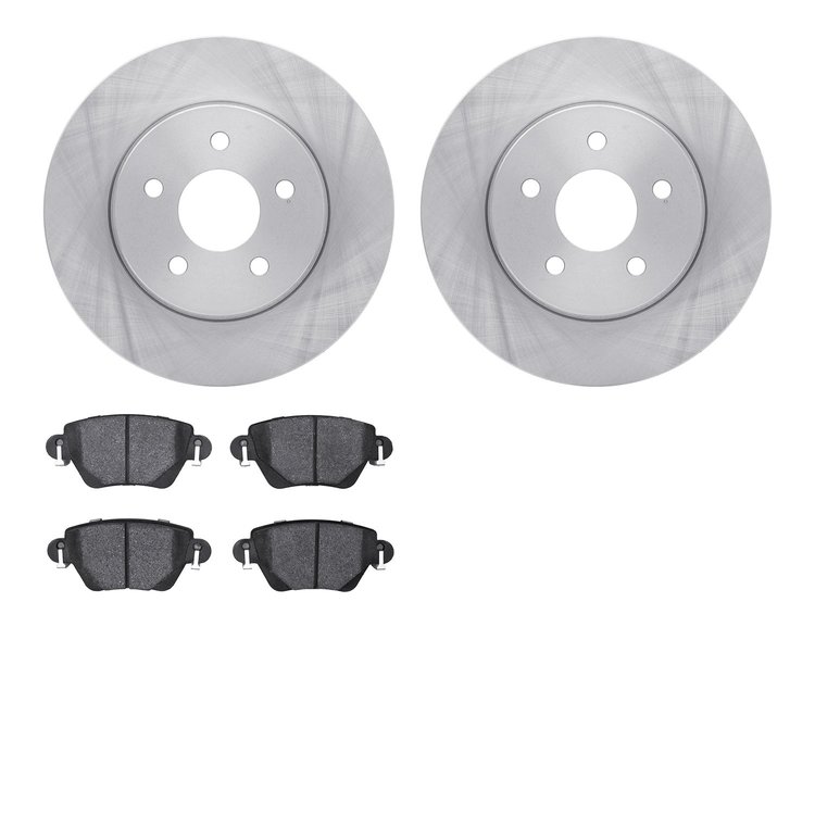 6602-20046 Brake Rotors w/5000 Euro Ceramic Brake Pads, 2001-2004 Multiple Makes/Models, Position: Rear