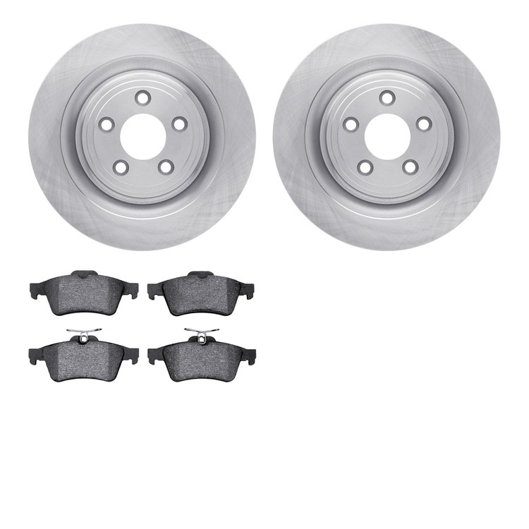 6602-20062 Brake Rotors w/5000 Euro Ceramic Brake Pads, 2006-2015 Jaguar, Position: Rear