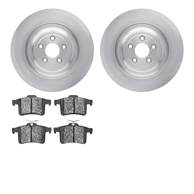 6602-20093 Brake Rotors w/5000 Euro Ceramic Brake Pads, 2010-2017 Jaguar, Position: Rear
