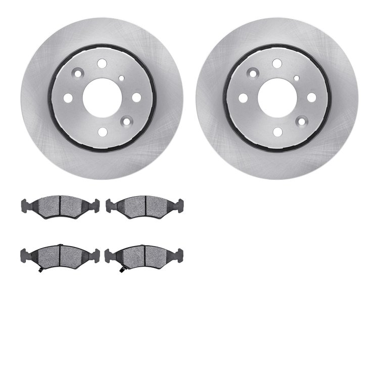 6602-21003 Brake Rotors w/5000 Euro Ceramic Brake Pads, 1994-2000 Kia/Hyundai/Genesis, Position: Front